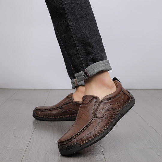 Herren Bequeme Leder Slipper mit atmungsaktiver Sohle EB