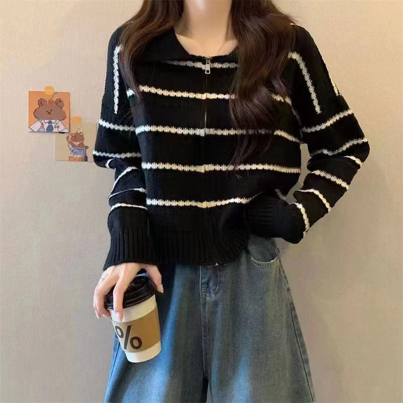 Damen gestreifter Strickpullover EB