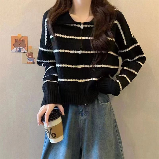 Damen gestreifter Strickpullover EB