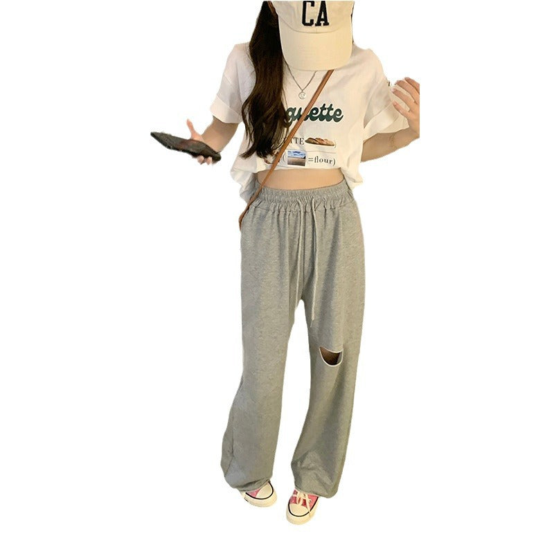 Damen bequeme Freizeithose mit modischen Cut-Out-Details EB