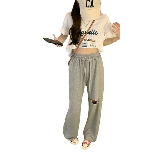 Damen bequeme Freizeithose mit modischen Cut-Out-Details EB
