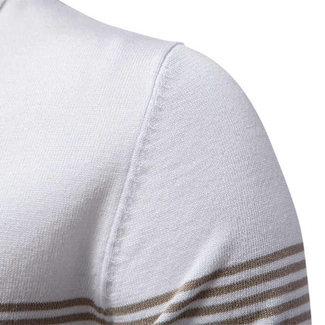 Herren Polo-Shirt mit elegantem Reißverschluss und sportlichem Streifenmuster EB