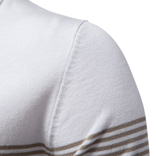 Herren Polo-Shirt mit elegantem Reißverschluss und sportlichem Streifenmuster EB