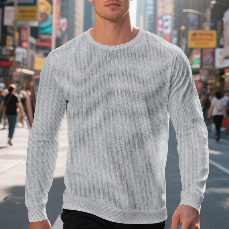 Herren lässiger Rundhalspullover mit strukturiertem Design EB
