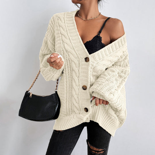 Damen Strickjacke mit oversized Passform und Zopfmuster EB