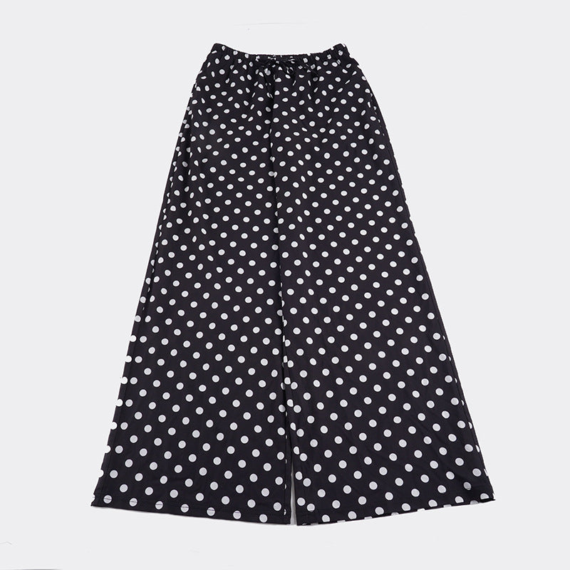 Damen nan weite Palazzo-Hose mit elastischem Bund und Punkte-Muster EB