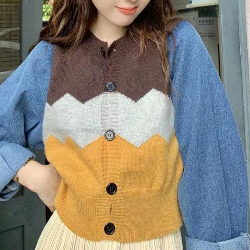 Damen Trendige Strickjacke mit modernen Farbakzenten EB