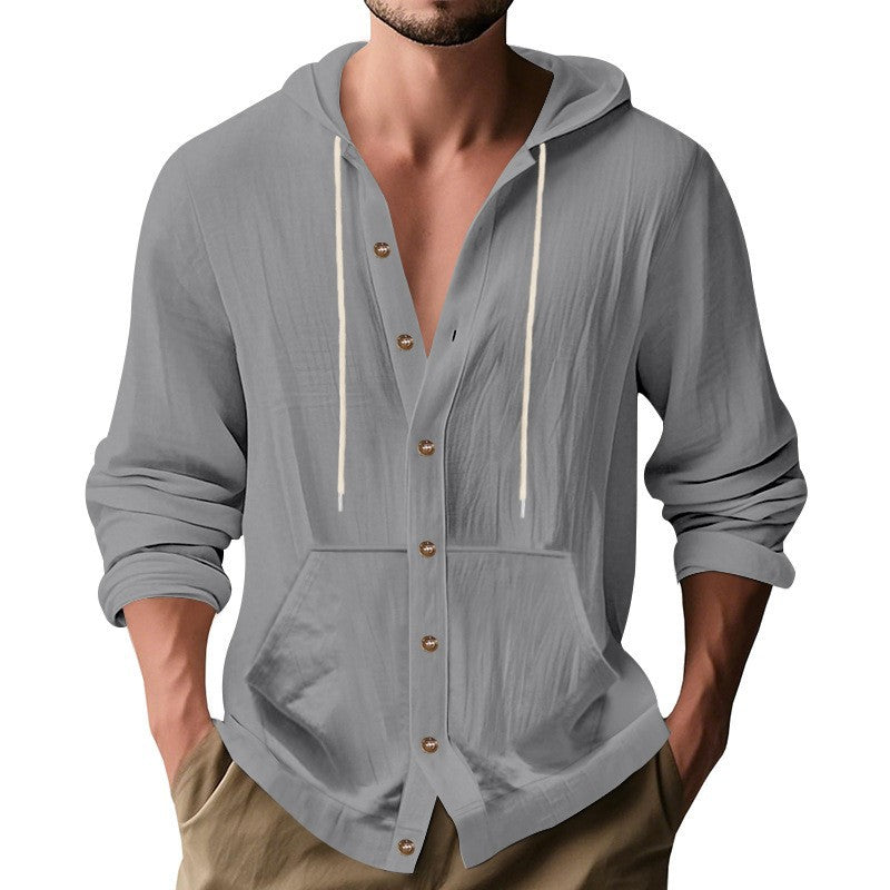 Herren lässiges Kapuzenshirt mit Knopfdetail und praktischen Taschen EB