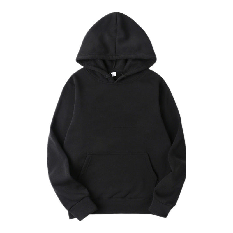 Unisex minimalistischer Kapuzenpullover ohne Reißverschluss mit innen angerautem French-Terry und integrierter Kängurutasche EB