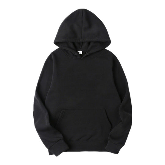 Unisex minimalistischer Kapuzenpullover ohne Reißverschluss mit innen angerautem French-Terry und integrierter Kängurutasche EB