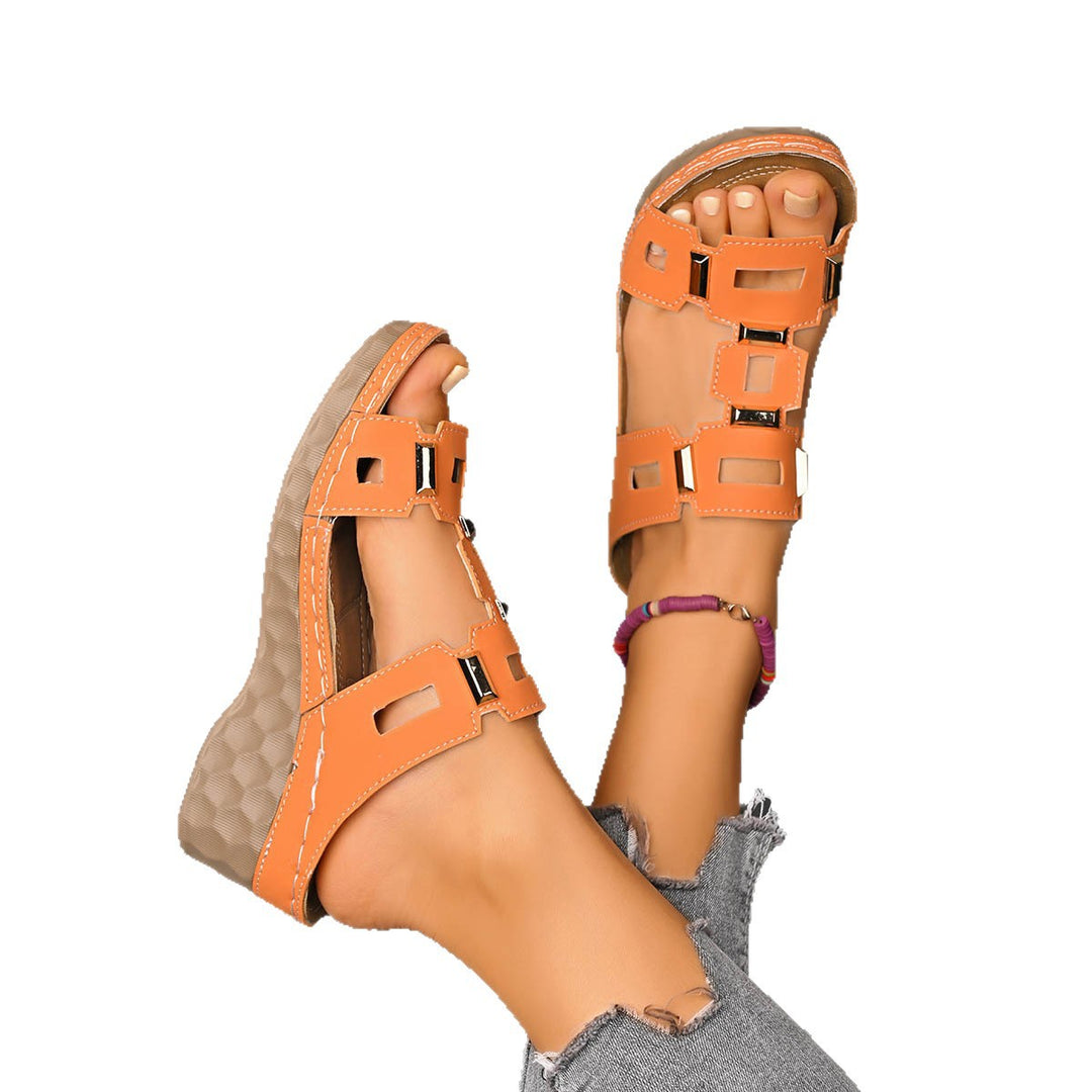 Damen Wedge-Sandalen mit modischen Verzierungen und komfortablem Fußbett EB
