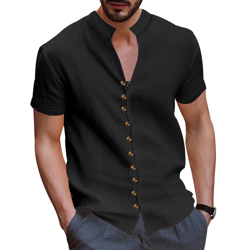 Herren Kurzarmhemd mit modernen Knopfdetails EB