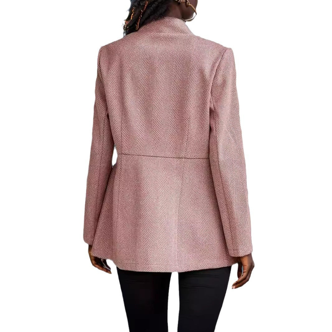 Damen eleganter Blazer mit Wabenstruktur und tailliertem Schnitt EB