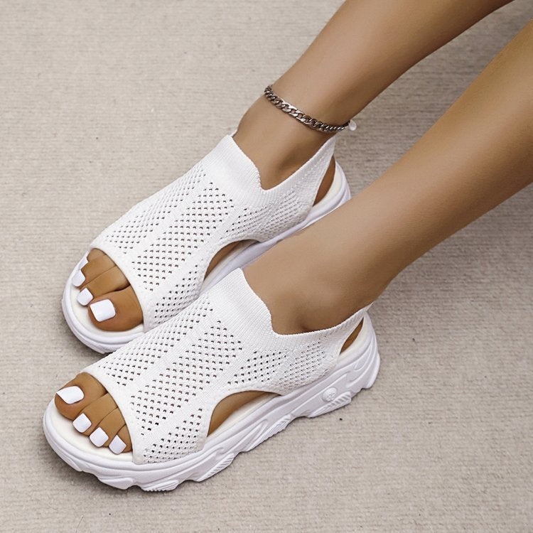 Damen Atmungsaktive Sport-Sandalen mit flexiblem Strickdesign und rutschfester Sohle EB