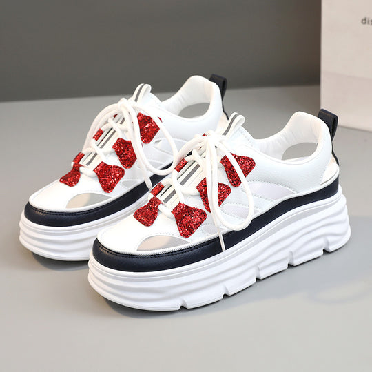 Damen Plattform Sneakers mit glitzernden Akzenten und innovativer Dämpfung EB