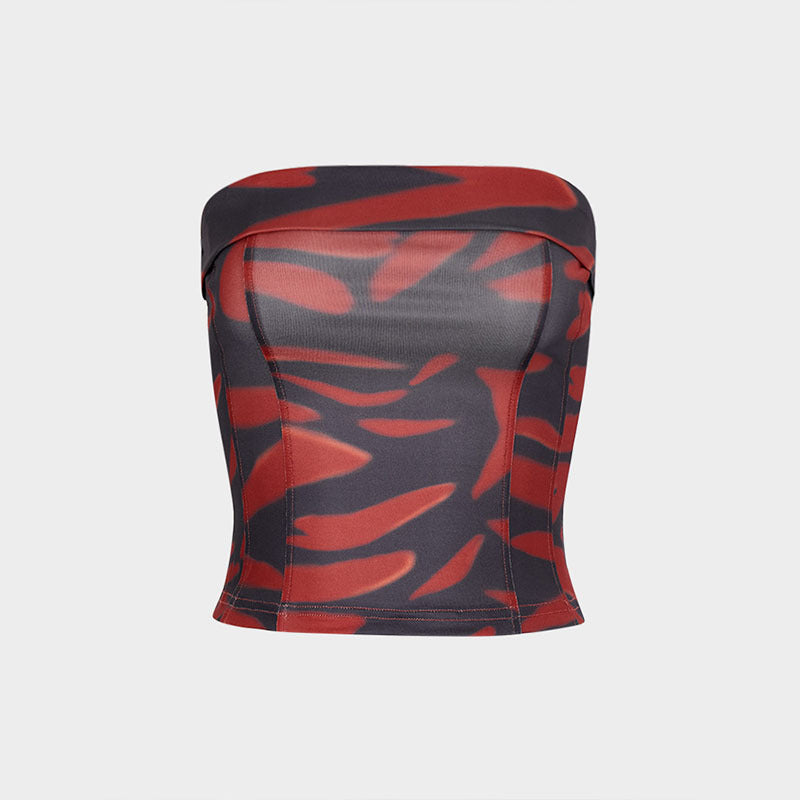 Damen Bandeau-Oberteil mit stilvollem Muster und elastischem Schnitt EB