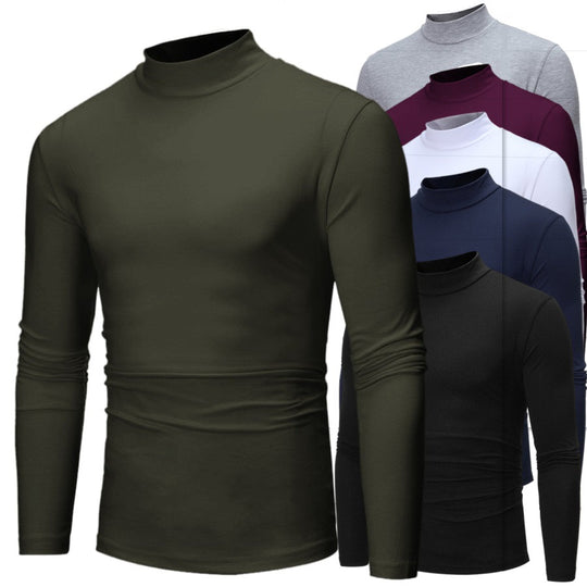 Herren Langarm T-Shirt mit stehendem Kragen und figurschmeichelndem Schnitt EB