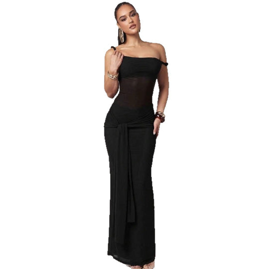 Damen Galakleid mit asymmetrischem Ausschnitt und dekorativem Wickeldetail EB