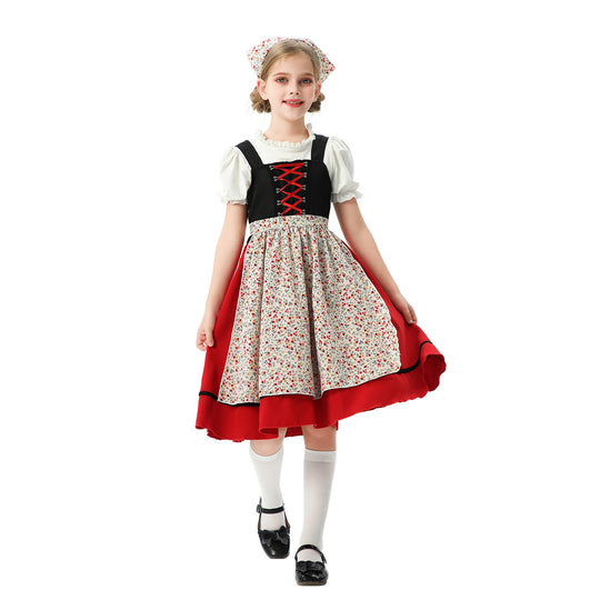Damen nan traditionelles Kinderdirndl mit Schürze und Kopftuch EB