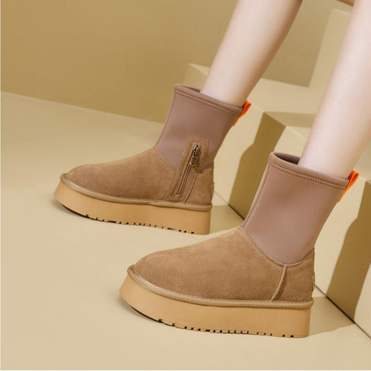 Damen Modische Stiefel mit elastischem Obermaterial und rutschfester Sohle EB