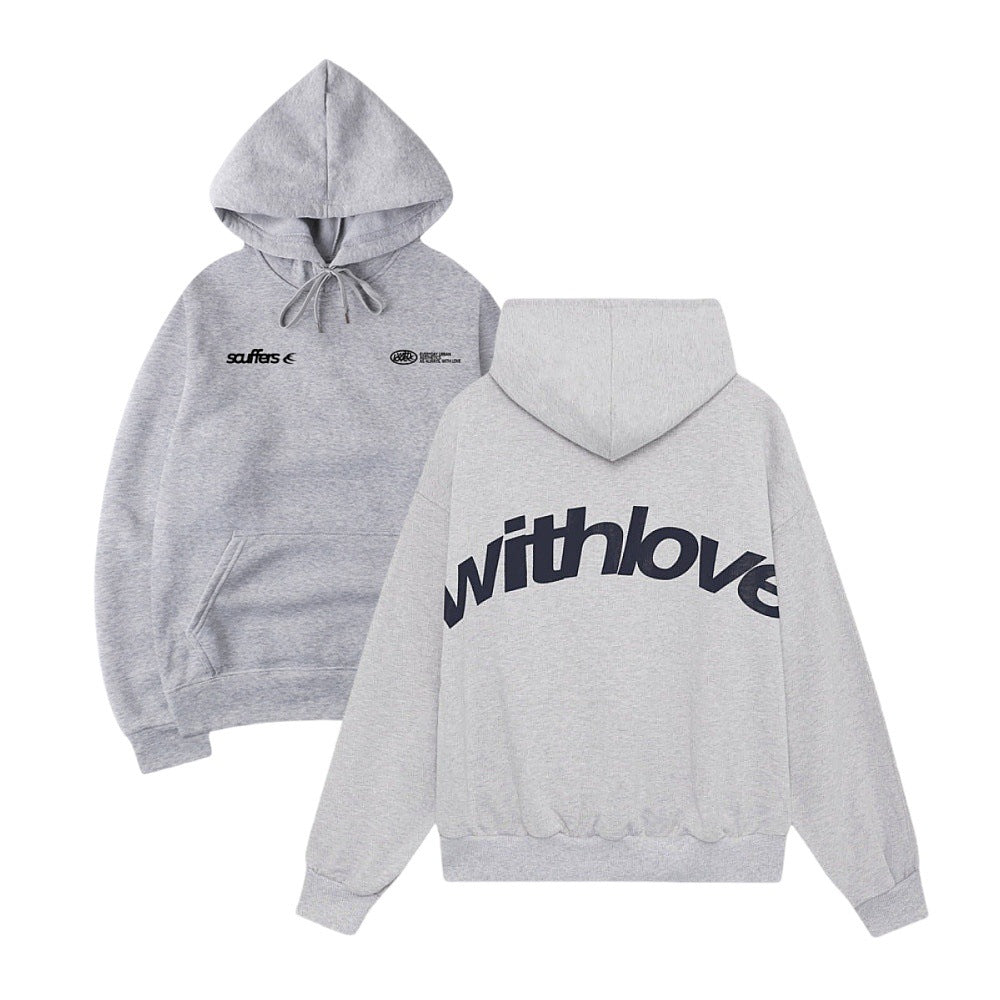 Unisex nan oversized Kapuzenpullover mit großflächigem Rückenprint, Kängurutasche und gerippten Bündchen EB