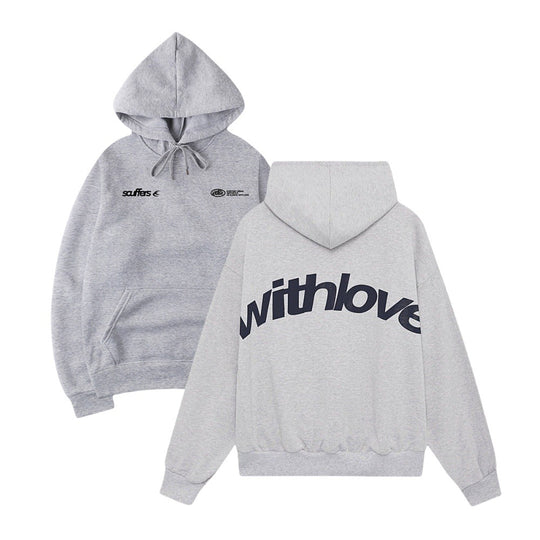 Unisex nan oversized Kapuzenpullover mit großflächigem Rückenprint, Kängurutasche und gerippten Bündchen EB