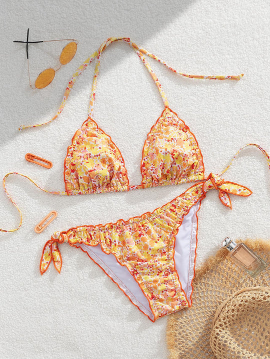 Damen floral gemusterter Triangel-Bikini EB