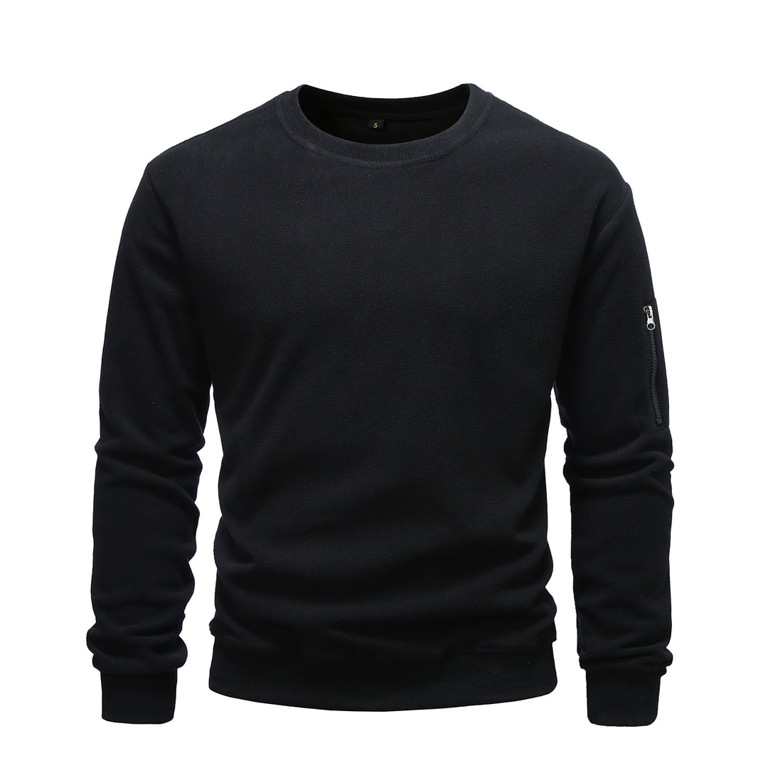 Herren kuscheliger Fleece-Pullover mit Reißverschlusstasche EB