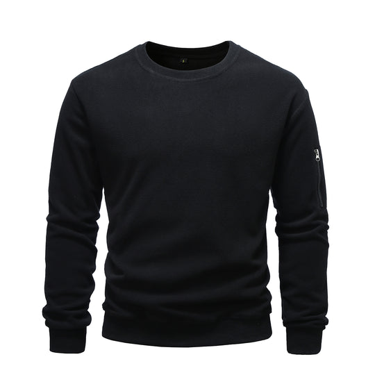 Herren kuscheliger Fleece-Pullover mit Reißverschlusstasche EB