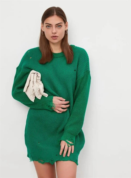 Damen modischer oversized Pullover mit lässigem Strukturmuster EB