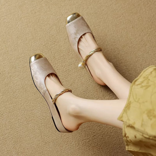 Damen modische Ballerinas mit dekorativem Riemchen und weicher Innensohle EB