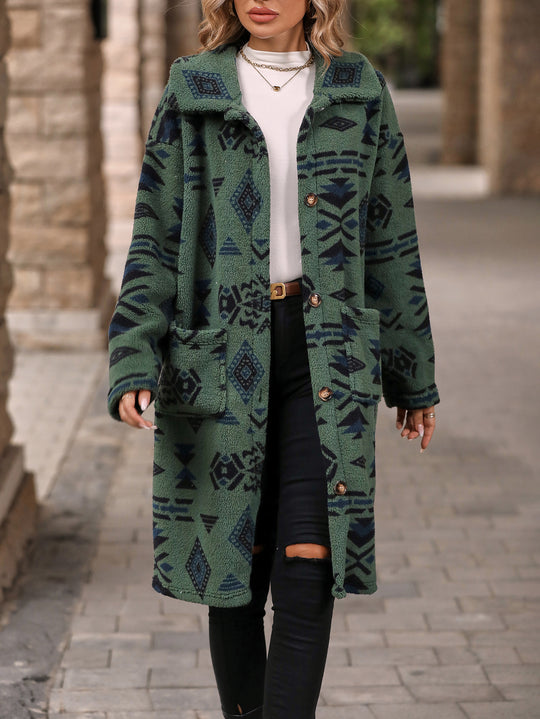 Damen modische Teddyjacke mit einzigartigem geometrischem Muster EB