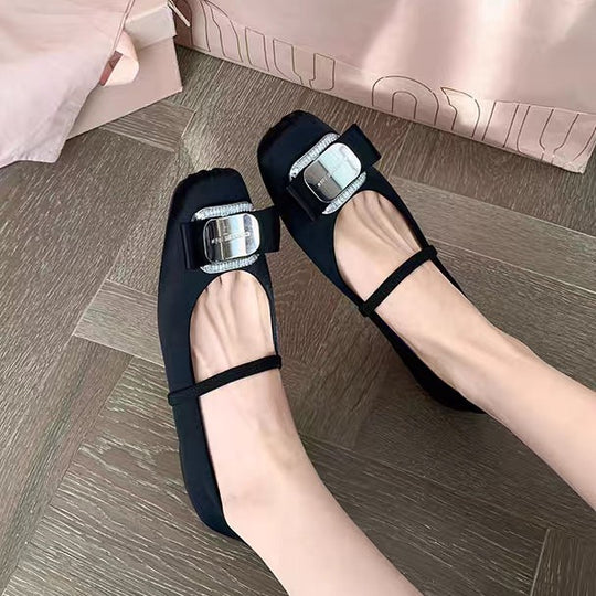 Damen elegante Ballerinas mit dekorativem Schnallenakzent EB