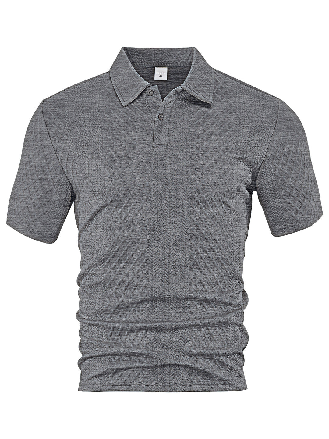 Herren nan texturiertes Jacquard-Poloshirt kurzärmelig schmaler Schnitt mit Polokragen EB