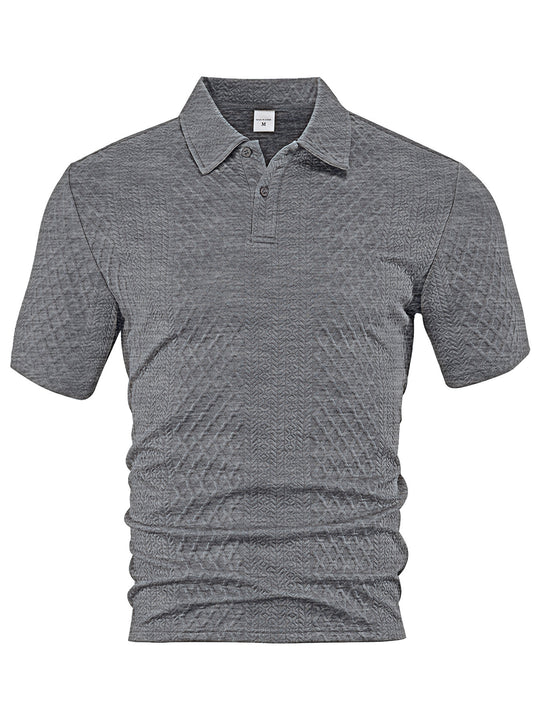 Herren nan texturiertes Jacquard-Poloshirt kurzärmelig schmaler Schnitt mit Polokragen EB