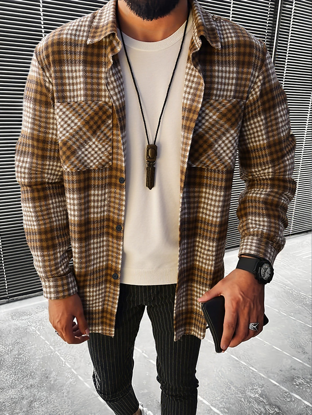 Herren Karierte Flanell Hemdjacke EB