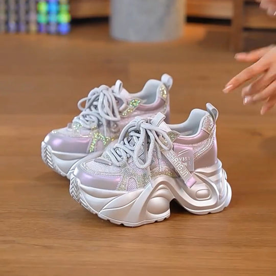 Damen Chunky Sneakers mit reflektierenden Elementen und innovativer Dämpfung EB
