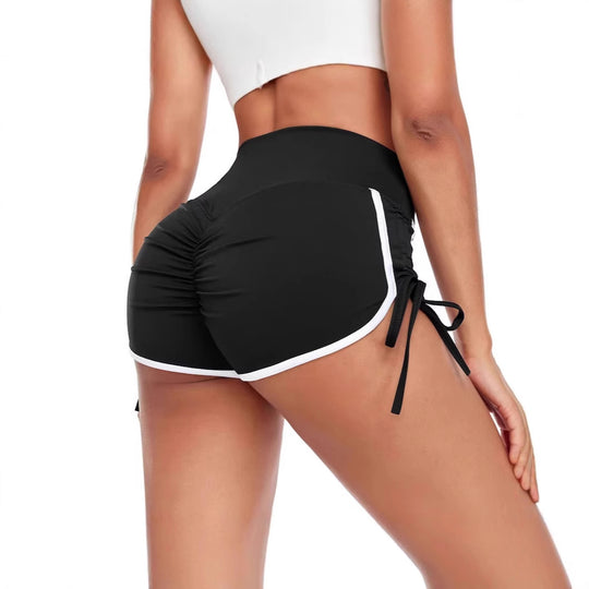 Damen Sportliche High-Waist Shorts mit seitlichem Rüschendetail EB
