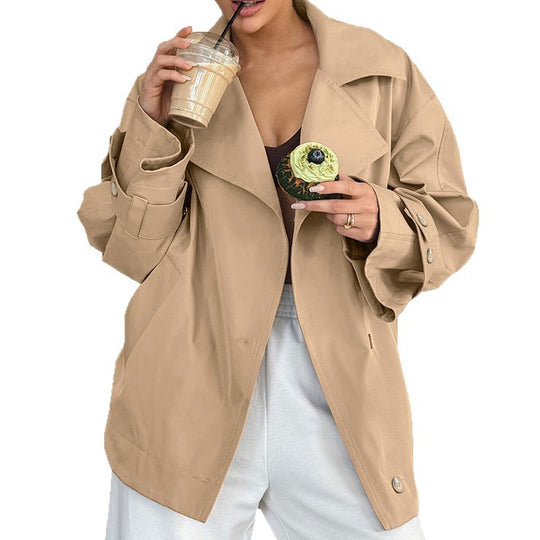 Damen Oversized Trenchcoatjacke mit eleganten Details EB