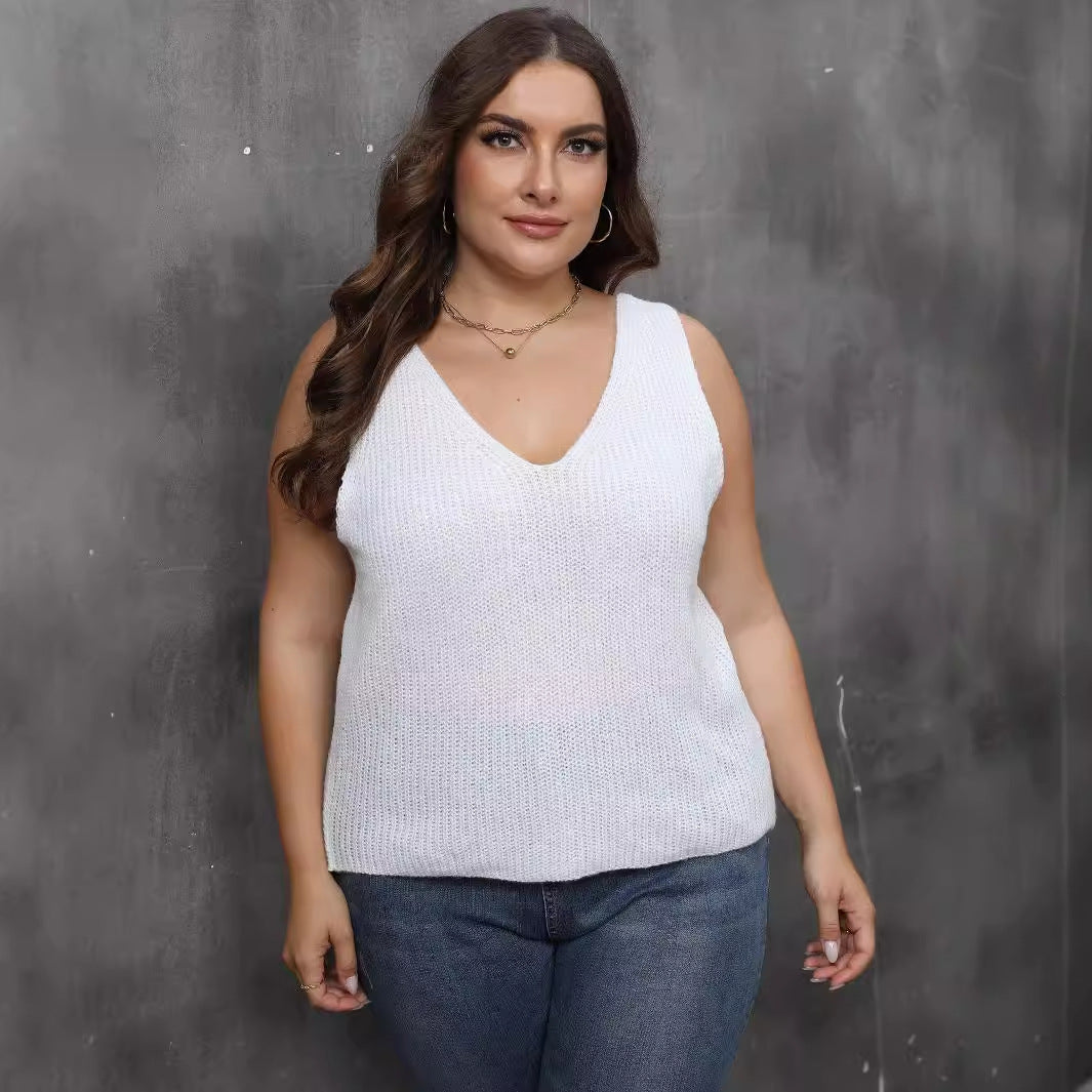 Damen luftiges Stricktop mit V-Ausschnitt EB