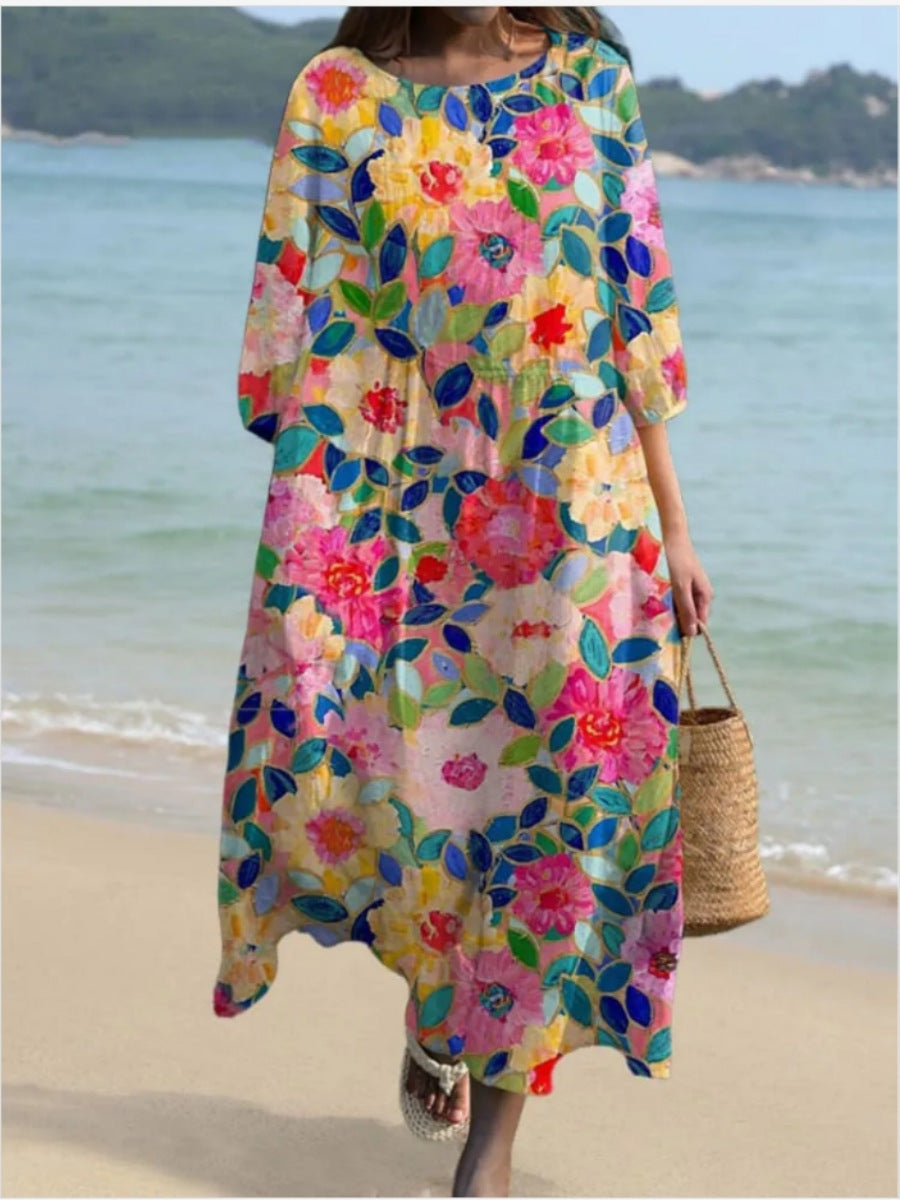 Damen Maxikleid mit floralem Design und lässigem Schnitt EB