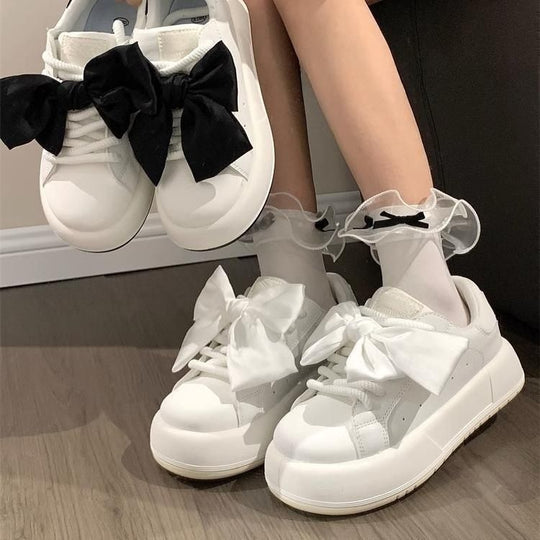 Damen Sneakers mit modischem Schleifen-Design und Komfort-Sohle EB