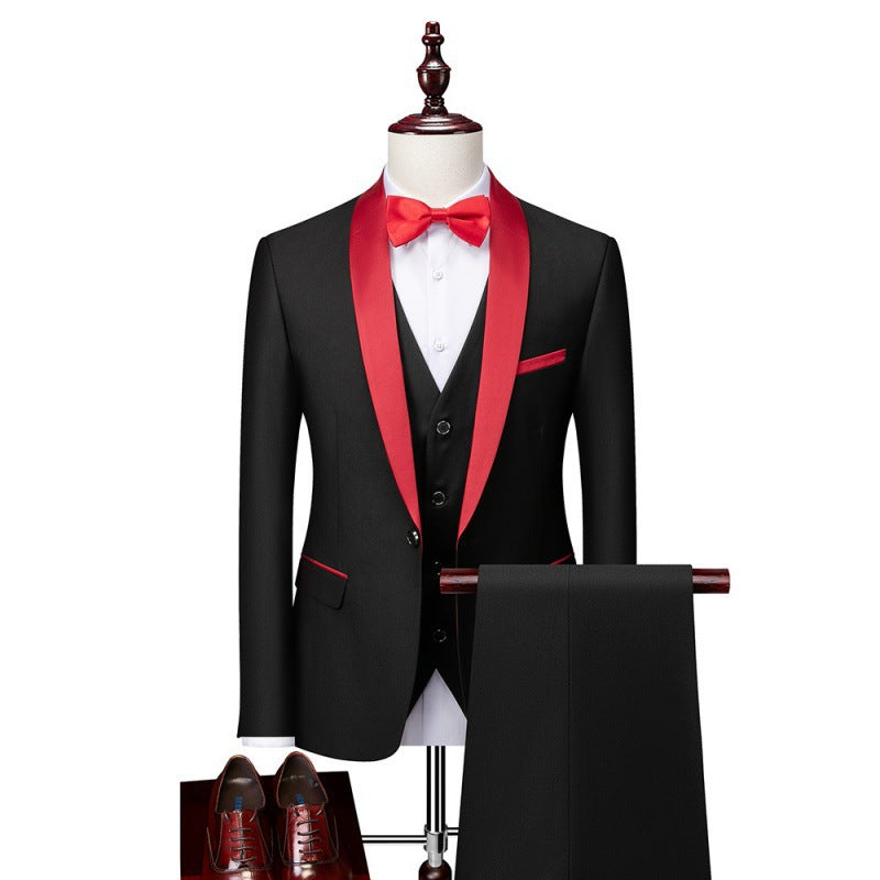 Herren nan dreiteiliges Smoking-Set mit Schalkragen, taillierter Weste und schlanker Passform EB