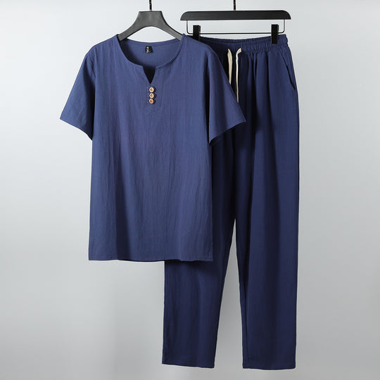 Damen lässiges Lounge-Set mit Knopfdetails und elastischem Bund EB