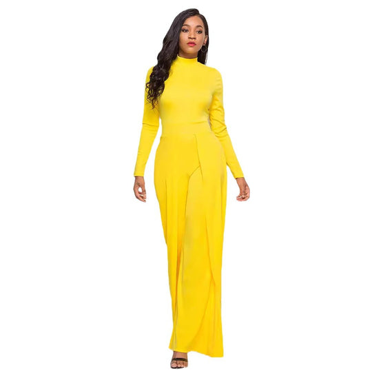 Damen Eleganter und fließender Jumpsuit mit langen Ärmeln EB
