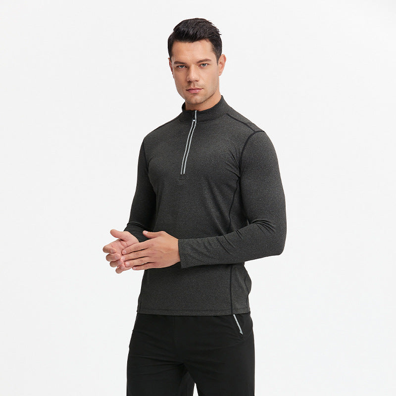 Herren Atmungsaktives Funktions-Langarmshirt mit halbem Reißverschluss und sportlichem Slim-Fit EB