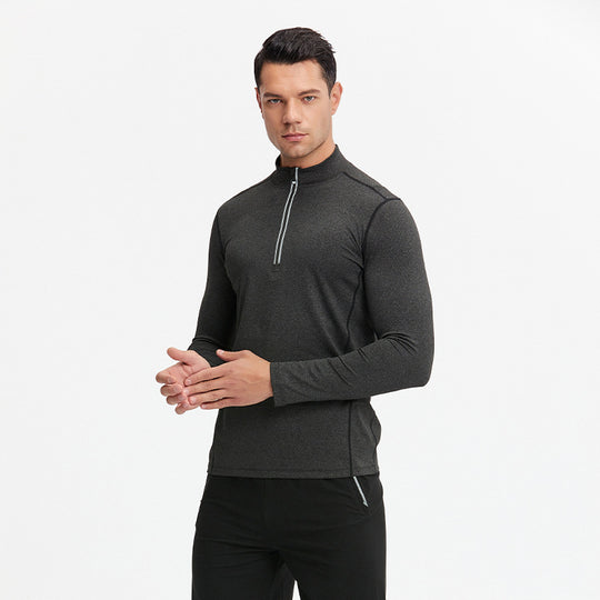Herren Atmungsaktives Funktions-Langarmshirt mit halbem Reißverschluss und sportlichem Slim-Fit EB