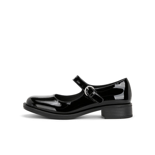 Damen Mary Jane Ballerinas mit verspieltem Riemen und glänzender Oberfläche EB