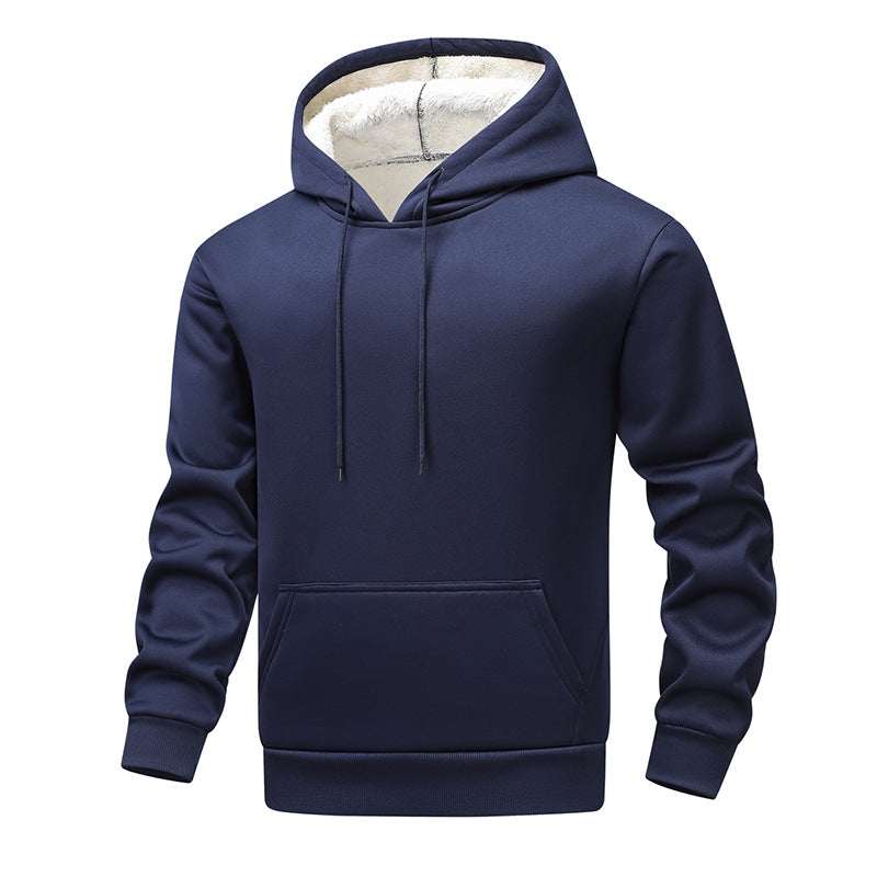 Herren Fleece-Kapuzenpullover mit Sherpa-Innenfutter und Kängurutasche EB