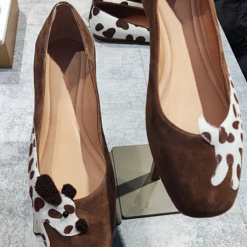 Damen Elegante und verspielte Ballerinas mit tierischen Applikationen EB